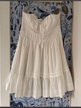 NWT Anthropologie Strapless White babydoll mini dress - L